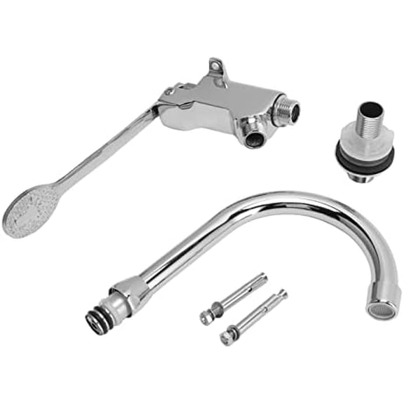 Stainless Steel Foot Operated Faucet Kit, Hands Foot Pedal Control Valve Faucet, Touchless Kitchen Sink Water Tap Vertical Switch Faucet Set with Expansion Screws$$Tools & Hardware Other