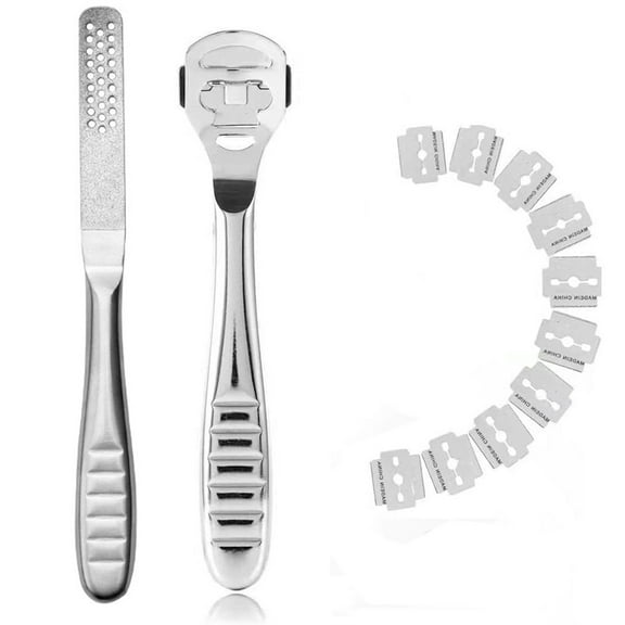 Stainless Steel Foot Scraper, Heel Scraper Care Callus for Feet-Bexikou Foot File Dead Hard Skin Remover Feet Callus Shaver Callus Remover Tool Set with 10 Replaceable Blades for Remove Heel Callu