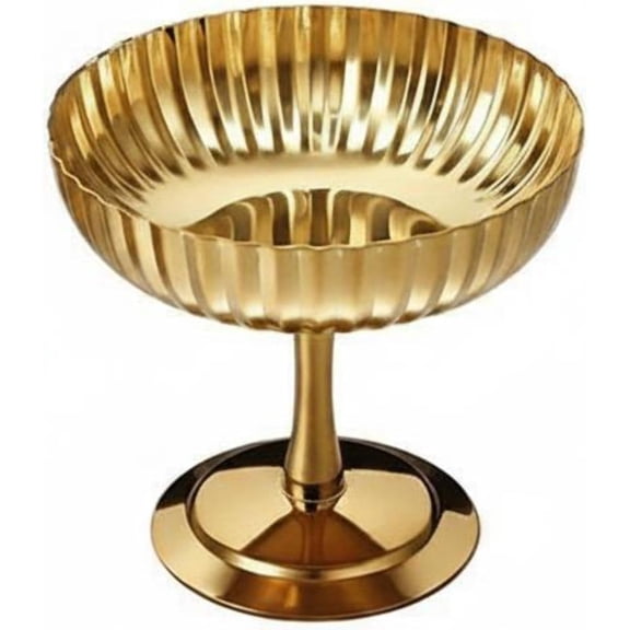 Stainless Steel Footed Dessert Cups with Fluted Rim, Pedestal Bowls for Ice Cream Pudding Yogurt Home Cafe Banquet Use,Gold