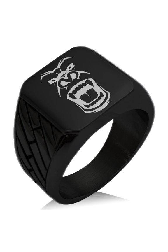 Stainless Steel Formidable Kong Gorilla Geometric Pattern Biker Style Polished Ring