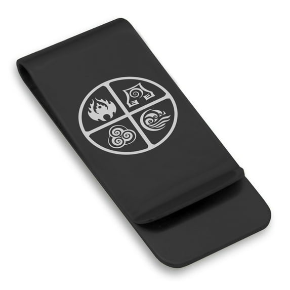 Stainless Steel Four Elements Classic Slim Money Clip Credit Card Holder