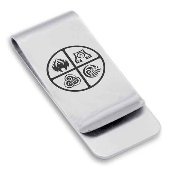Stainless Steel Four Elements Classic Slim Money Clip Credit Card Holder