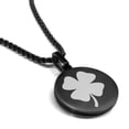 thumbnail image 1 of Stainless Steel Four Leaf Clover Good Luck Charm Round Medallion Pendant Necklace, 1 of 3