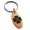 thumbnail image 1 of Tioneer Stainless Steel Four Leaf Clover Heart Engraved Small Oval Charm Keychain Keyring, 1 of 1