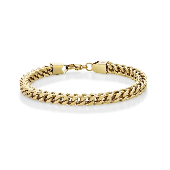 Metro Jewelry Men's Stainless Steel 6 MM Thick Foxtail Bracelet with Gold Ion Plating - 9.5 Inches Long