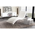 thumbnail image 1 of Saltoro Sherpi Stainless Steel Framed Leatherette  Chaise Lounge with Channel Tufting, White and Silver, 1 of 1
