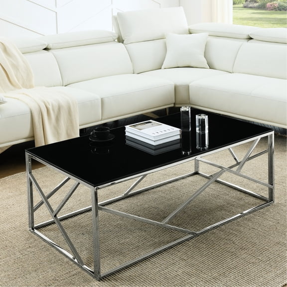 Stainless Steel Framework - Rectangular Coffee Table - Bedroom Environment - Solid Build