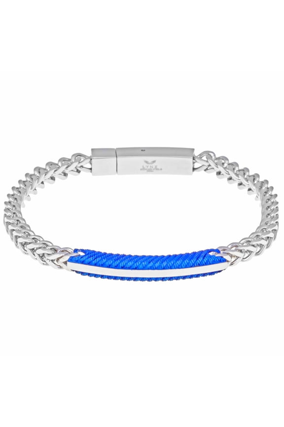 Metro Jewelry Blue Ion Plated Stainless Steel Franco Chain ID Bracelet