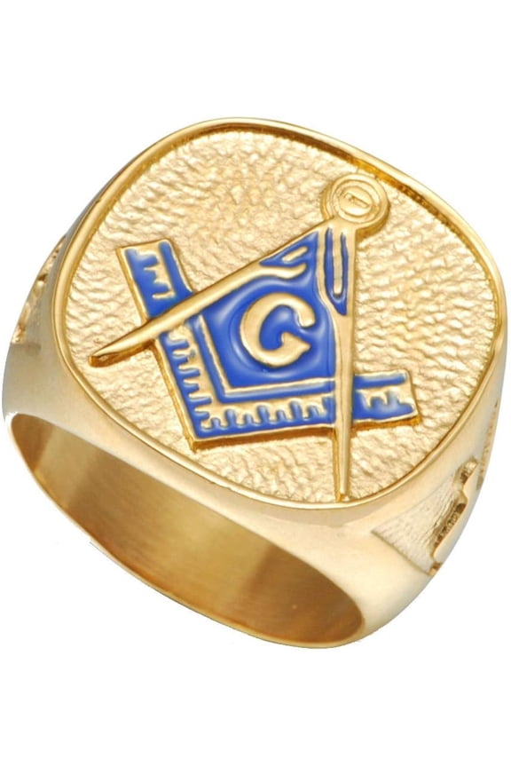 Stainless Steel Freemason Signet Style Masonic Ring