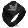 thumbnail image 1 of Tioneer Stainless Steel Freemasons Masonic Eye of Providence Geometric Pattern Biker Style Polished Ring, 1 of 1