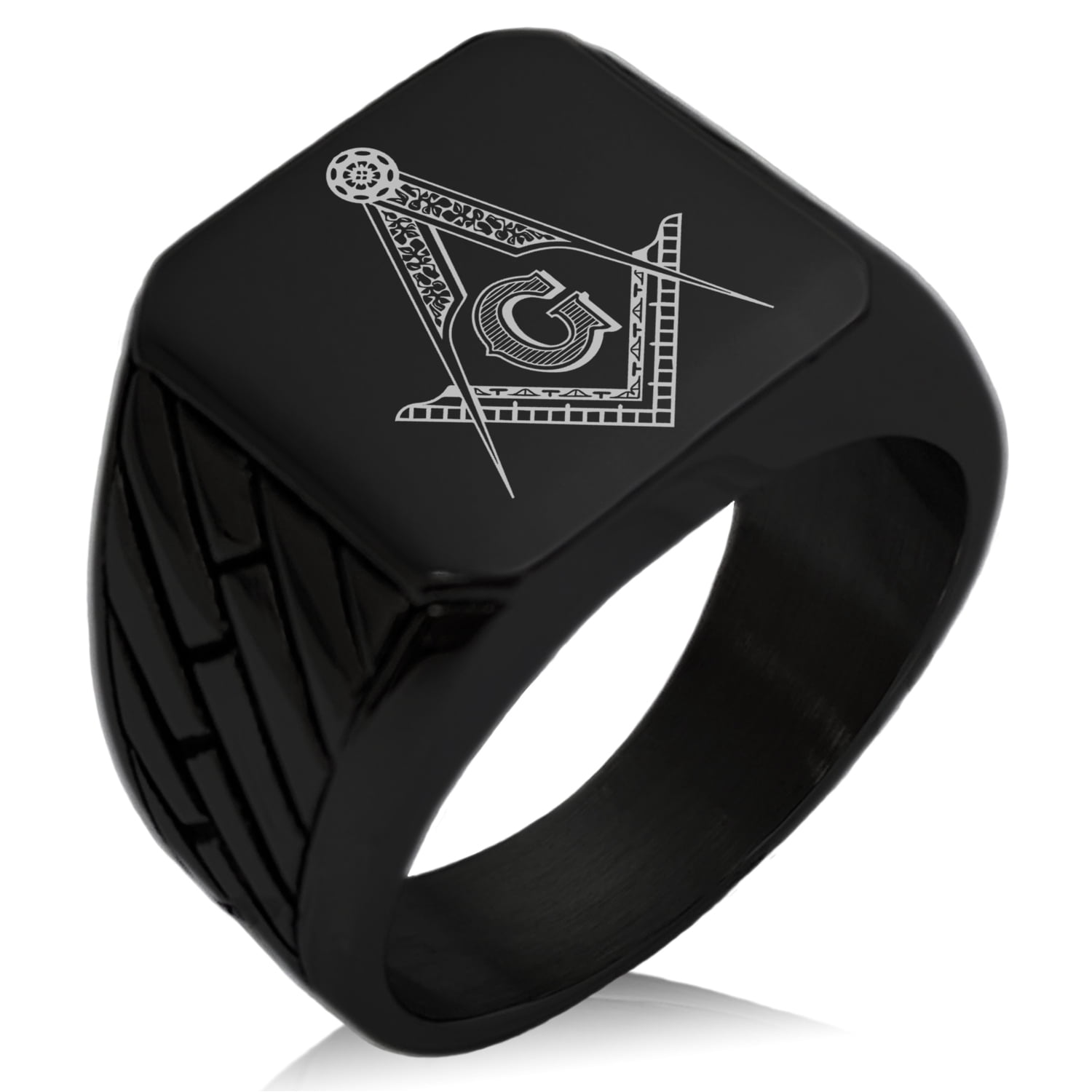 Stainless Steel Freemasons Masonic Floral Compass Geometric Pattern ...