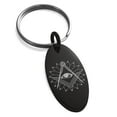 thumbnail image 1 of Stainless Steel Freemasons Masonic Lotus All Seeing Eye Engraved Small Oval Charm Keychain Keyring, 1 of 1