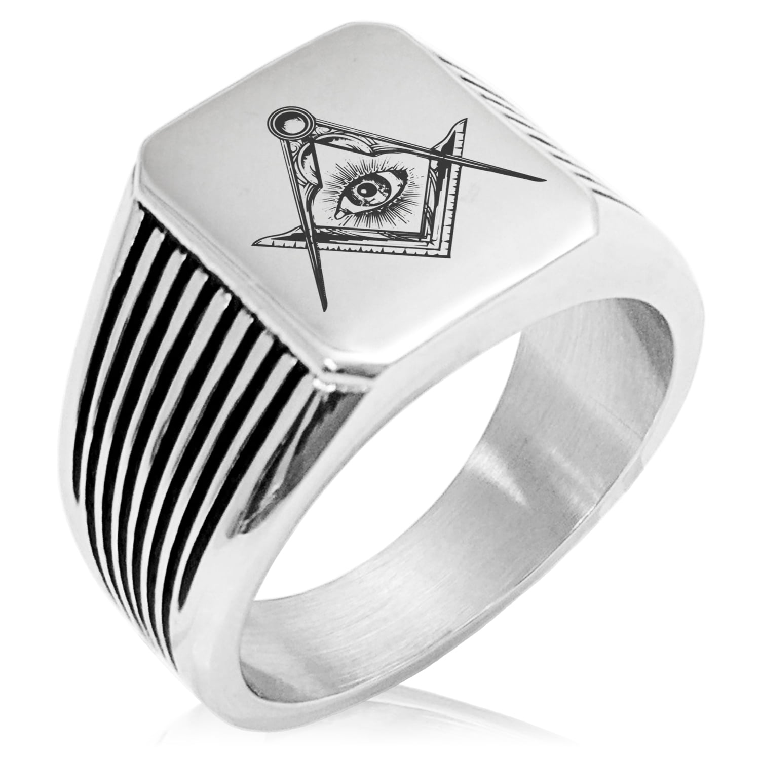 Stainless Steel Freemasons Masonic Sacred Society Needle Stripe Pattern ...