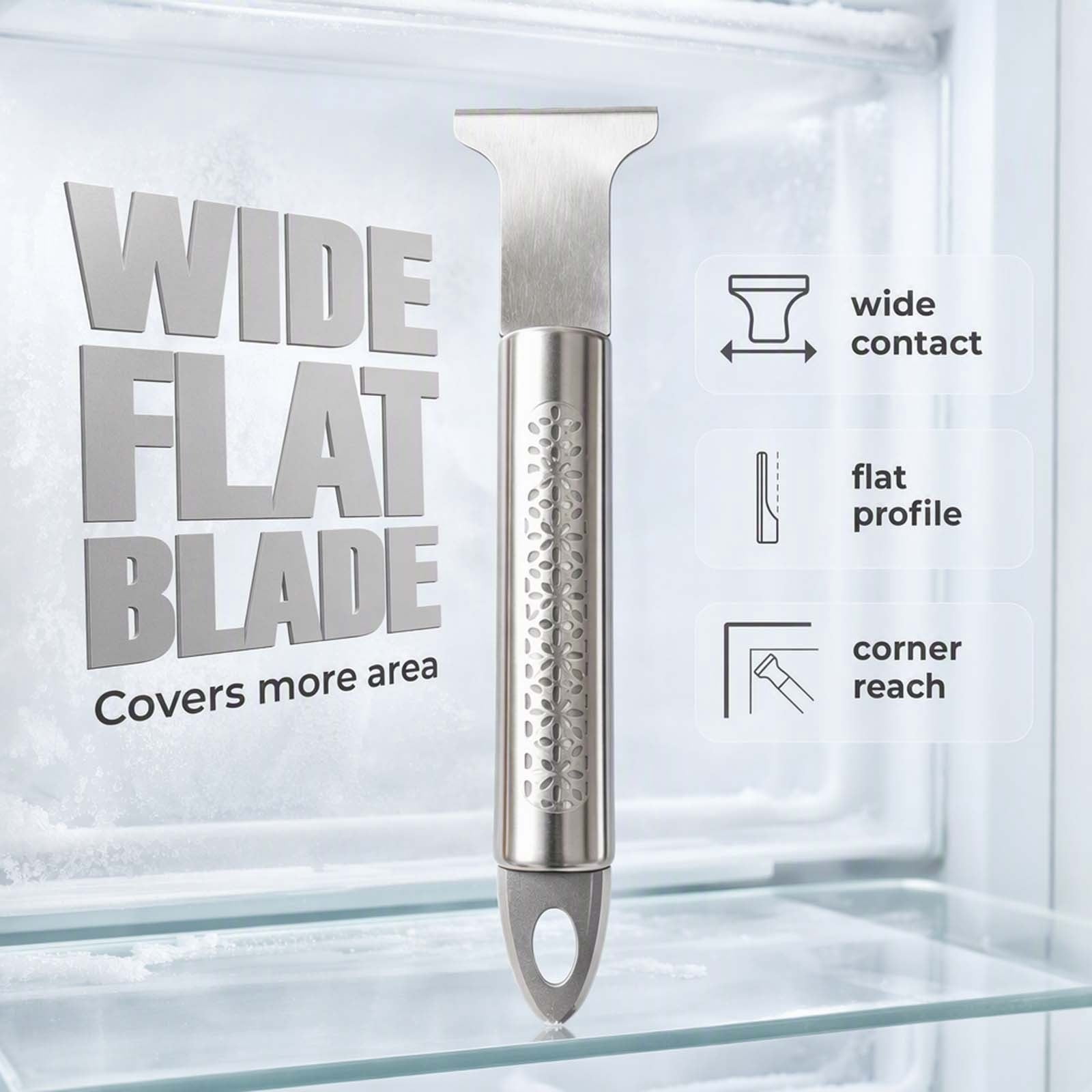 Stainless Steel Freezer Ice Scraper with Wide Flat Blade for ...