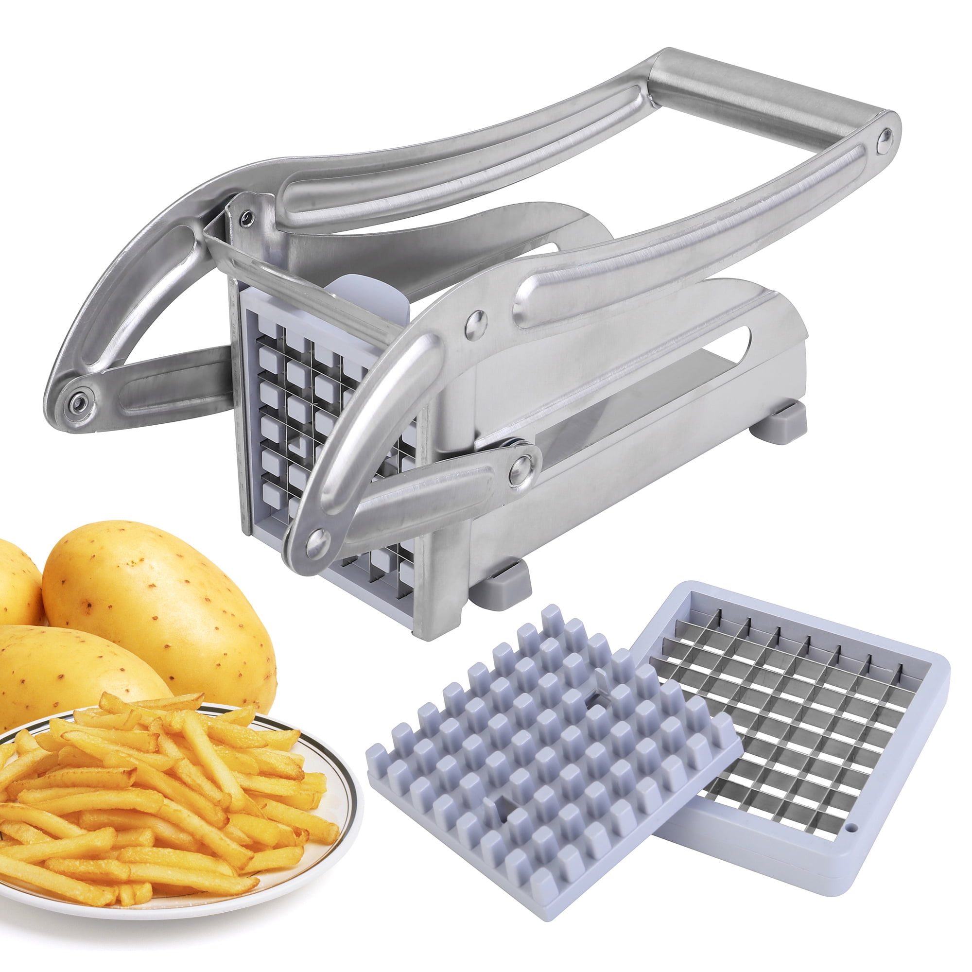 Professional French Fry Cutter With 8/10/12mm Blades - Manual Potato Chipper & Vegetable Dicer