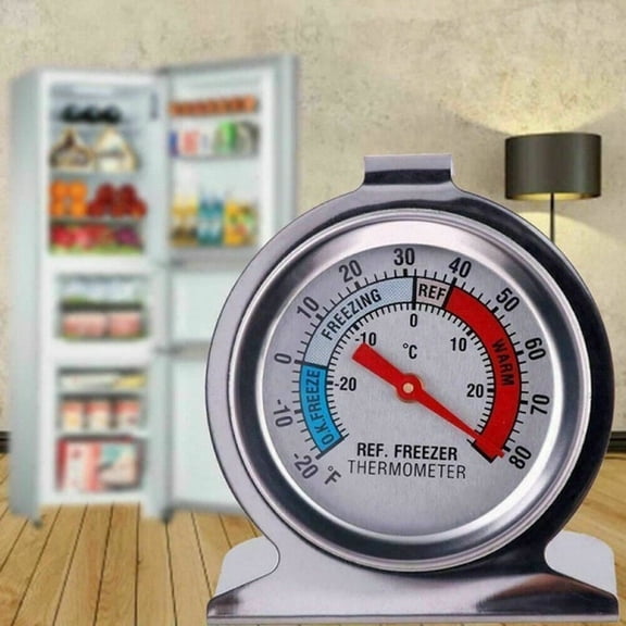 Stainless Steel Fridge Freezer Dial Thermometer Temperature Gauge Stands & Hangs