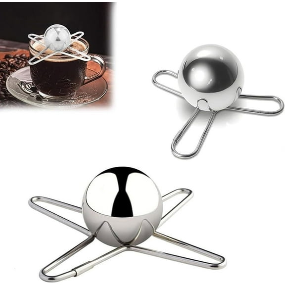 Stainless Steel Frozen Espresso Ball, Reusable Espresso Cooling Ball for Coffee, 2025 Espresso Ball Chiller with Stand for Cold Drink, Wine, Tea and Juice