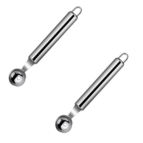 Stainless Steel Fruit Baller and Carving tool, 2-in-1 Melon Scoop for Watermelon, Kitchen Utensil for Platter and Dessert Decoration (2Pcs, Silver)