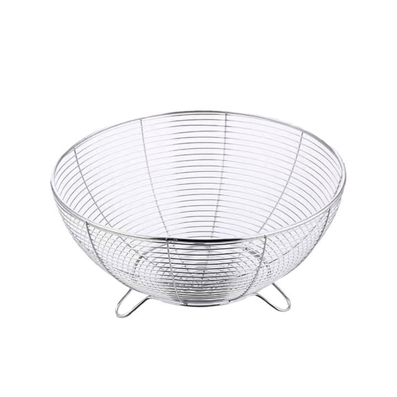 Stainless Steel Fruit Basket, Countertop Fruit Bowl, Wire Mesh Bowl, Kitchen Counter Fruit Organizer,Steel Wire Decorative Fruit Bowl, Capacity for Snacks,Fruits, Bread, and Vegetables,Silver 1 Pc