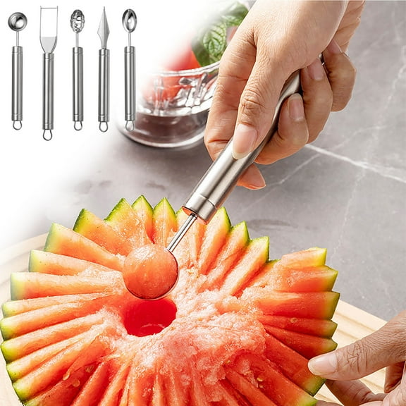 Stainless Steel Fruit Carving Spoon | Double-Ended Melon Baller Kitchen Tool | Rust-Resistant Scoop for Uniform Balls & Decorative Vegetable Shaping | Precision Ergonomic Handle | 1 Pack