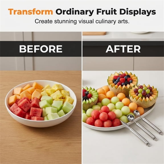 Stainless Steel Fruit Carving Tool Set, Melon Baller and Garnish Knife Kit for Kitchen