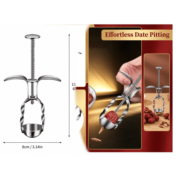 Stainless Steel Fruit Core Stoner Tool, Multi-Functional Manual Fruit Seed Remover, Sturdy Stainless Steel Date Corer for Home Dessert Making