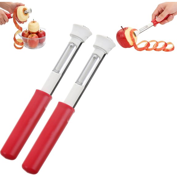 Stainless Steel Fruit Corer & Peeler 2 In 1, 2 in 1 Apple Corer and Peeler,multifunction corer tool for vegetable fruit kitchen gadgets,For Bell Peppers, Apples, Pears (Red*2)