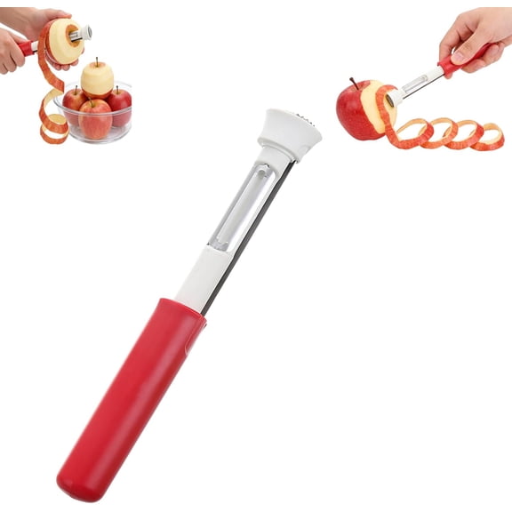 Stainless Steel Fruit Corer & Peeler 2 In 1, 2 in 1 Apple Corer and Peeler,multifunction corer tool for vegetable fruit kitchen gadgets,For Bell Peppers, Apples, Pears (Red)