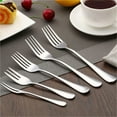thumbnail image 1 of Stainless Steel Fruit Fork, Dessert Fork Tableware with Mirror Polished Finish, Durable Small Fork for Fruit Salad Cake and Appetizers, 1 of 4