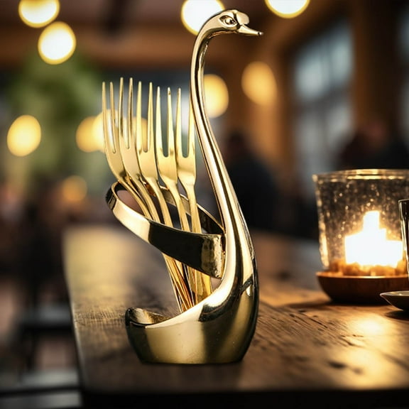 Stainless Steel Fruit Fork, Dessert Spoon, Pedestal Dinner Fork Set, Elegant Tableware for Dining, Durable Stainless Steel Cutlery for Coffee and Dessert, Dishwasher Safe