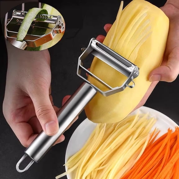 Stainless Steel Fruit Peeler and Vegetable Scraper, Multi-functional Kitchen Potato Skin Remover and Julienne Shredder Tool for Home Cooking, 1 Count Set #901 Silver