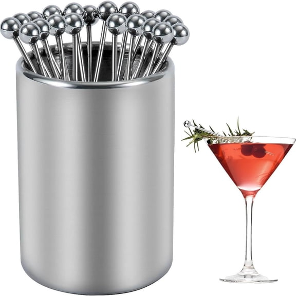 Stainless Steel Fruit Pick Set, 10 Pieces, Enamel Tip Forks, Metal Skewer, Storage Tube, Rust-Free Build, Fruit Cheese Dessert Garnish, Party Gathering Use