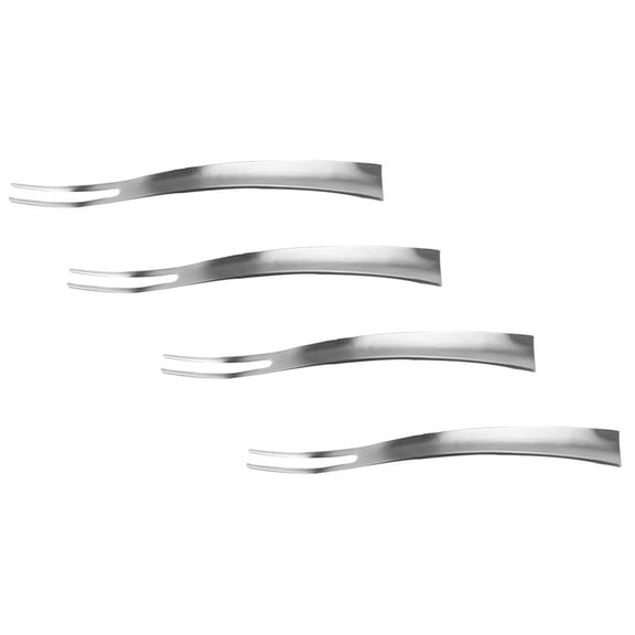Stainless Steel Fruit Pick Two-tine Fork Cupcake Appetizer Dessert Forks Tableware 4 Pcs