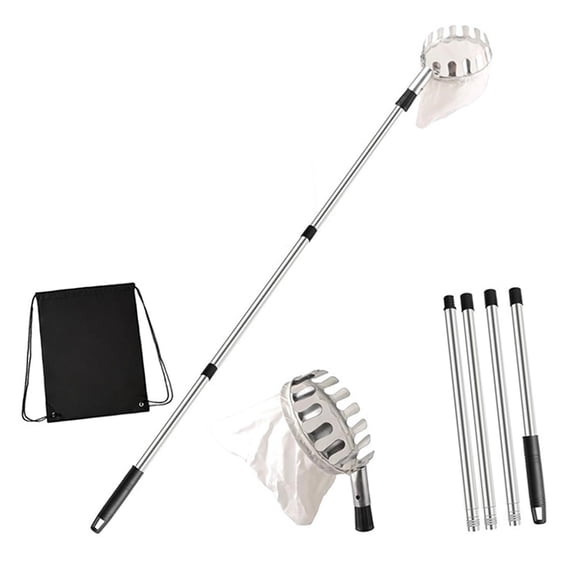 Stainless Steel Fruit Picker Tool Adjustable Handle 3.3-13ft with Metal Basket for Garden Harvesting