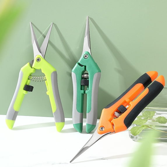 Stainless Steel Fruit Picking & Pruning Scissors with Safety Lock and Spring, Ergonomic Non-Slip Garden Clippers for Grapes, Vegetables and Tree Trimming