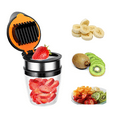thumbnail image 1 of Stainless Steel Fruit Slicer, Dingrich 4.13X2.36 inch Red Date Slicer with 8 Blades, Thick Press Strawberry Slicer with Transparent Visible Cup Body, Multi-Purpose Kitchen Fruit Slicer - Black, 1 of 8