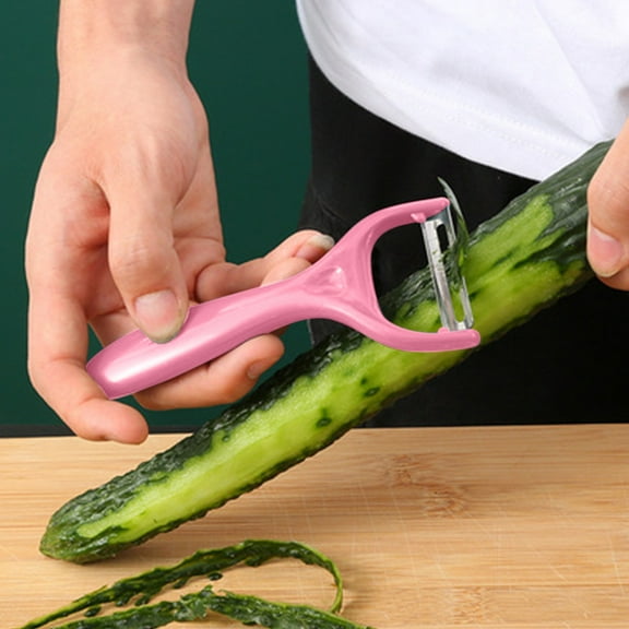 Stainless Steel Fruit Vegetable Peeler | Multifunctional Potato Melon Scraper Grater | Ergonomic Handle | Rust-Resistant Blade | 14x6x1cm | Green Pink Blue | 1 Pack