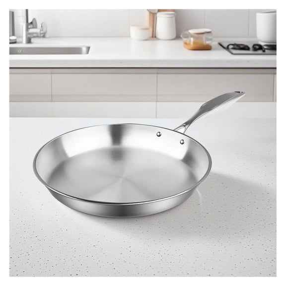 Stainless Steel Fry Pan 22cm - Induction Compatible Frying Pan - Non-Stick Cooking Pan for Eggs & Small Meals - Durable Kitchen Frypan