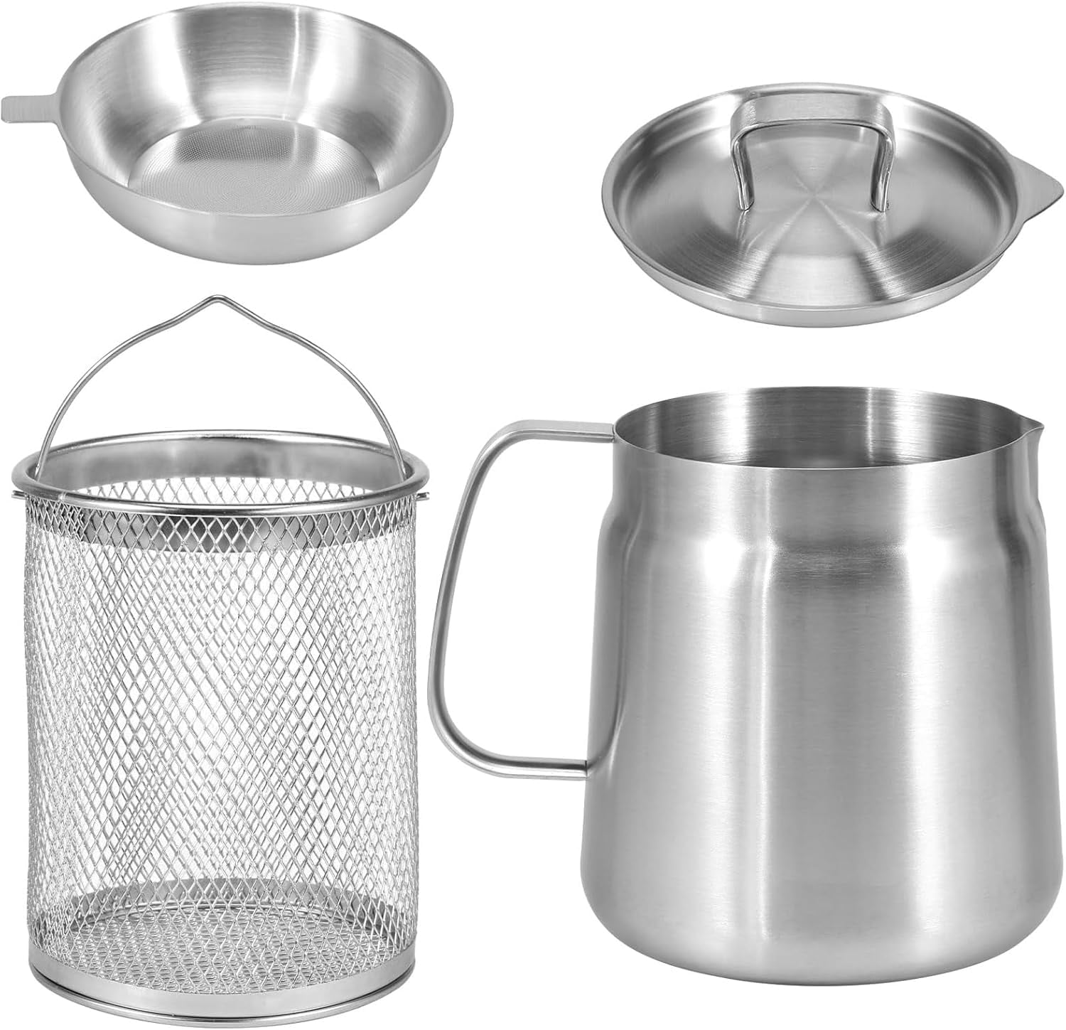 Stainless Steel Fryer, 304 Stainless Steel 2-in-1 Oil Strainer Pot ...