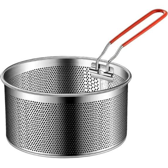 ABPETE Stainless Steel Frying Basket with Removable Handle, Large Capacity, Heatproof, Pasta and Dumpling Strainer, Frying, Cooking, Draining, Multiple Sizes (1, 20cm/7.87in mesh)