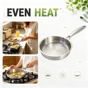 Stainless Steel Frying Pan | 8 Inch Non-Stick Stainless Steel Skillet, Non Toxic Scratch Resistant Kitchen Cookware for Home Cooking and Meal Prep, Great Housewarming Gift for