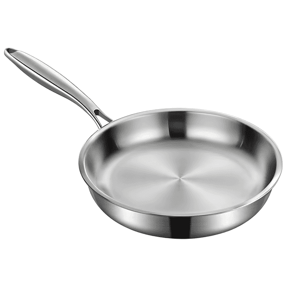 9.4 Inch Stainless Steel Frying Pan, 3-Ply Clad Skillet for Induction, Gas, Electric Cooktops, Even Heating, Oven Safe, Non-Stick Compatible