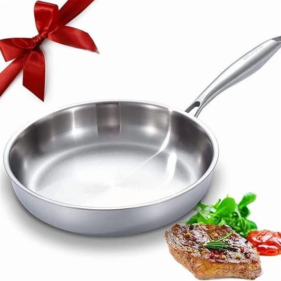 Stainless Steel Frying Pan, Fully Clad for Fast Even Heat, Induction Compatible Oven Safe, PFOA-Free