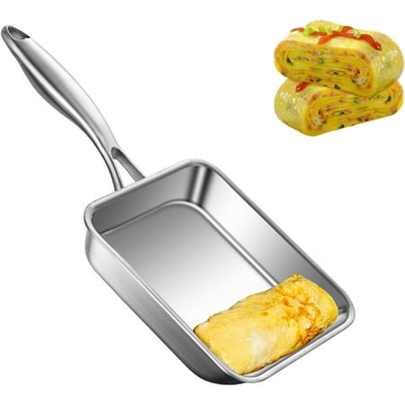 Stainless Steel Frying Pan Nonstick: Japanese Tamagoyaki Pan Heat Resistant Non Stick with Anti-scald Handle,Square Cooking Pans Nonstick for Making Omelets,Fried Steak,Bacon,Pancakes