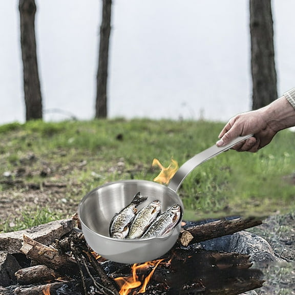 Stainless Steel Frying Pan Nonstick Skillet with Lid Dishwasher Safe for Easy Cleaning Perfect for Small Kitchens and Camping Trips Topliu