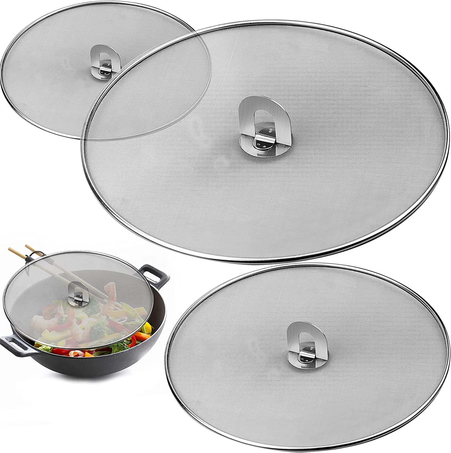 Stainless Steel Frying Pan Splatter Guard, Splatter Screen Splash