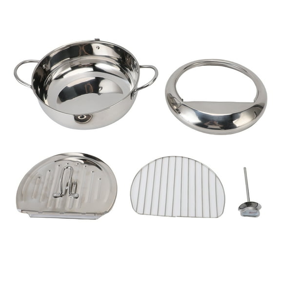 Stainless Steel Frying Pot Fish Fryer Pot Deep Fryer Pot 304 Stainless Steel Japanese Frying Pot With Oil Drain Temperature Control And Lid For Kitchen Stove Induction Cooker