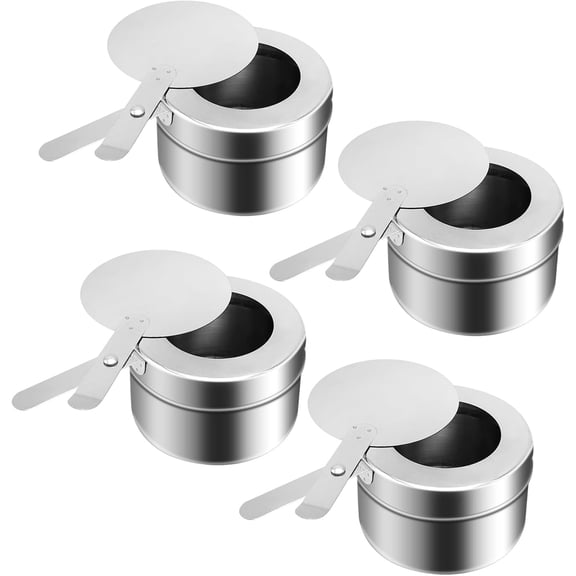 Stainless Steel Fuel Holder, Chafing Wick Fuel Holder with Cover, Buffet Warmer Warming Trays Perfect for Buffets Catering Events Party Supplies (4)