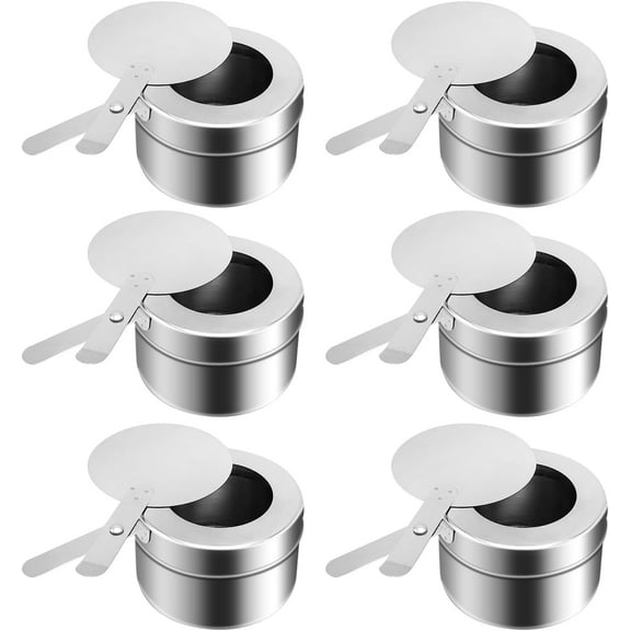 Stainless Steel Fuel Holder, Chafing Wick Fuel Holder with Cover, Buffet Warmer Warming Trays Perfect for Buffets Catering Events Party Supplies (6)