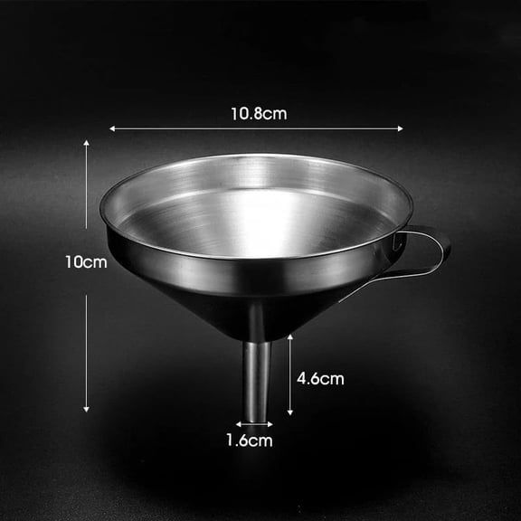 Stainless Steel Funnel, Metal Hopper with Handle, Cooking Oil Filter Jam Straining Set for Transfer of Liquid Ingredients/Wine/Liquor/Enzymes